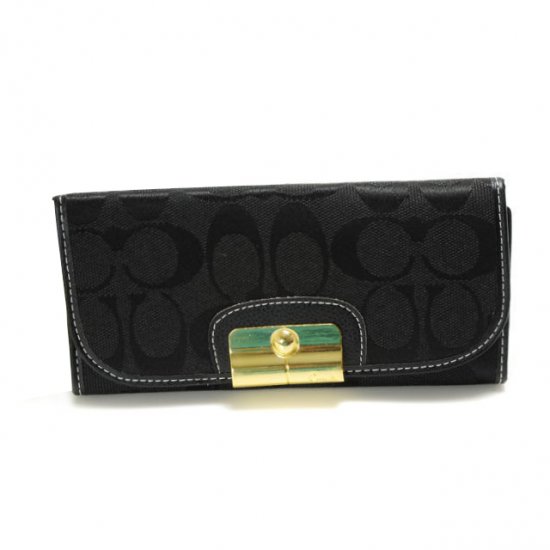 Coach Kristin In Signature Large Black Wallets DVK | Women